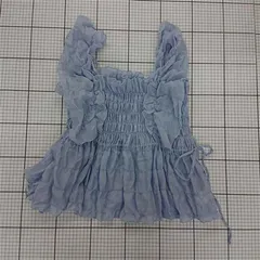 ◇ ⊂ nelliy. ネルリー ギャザー ノースリーブ カットソー サイズM ライトブルー系 レディース E  【1508270007822】