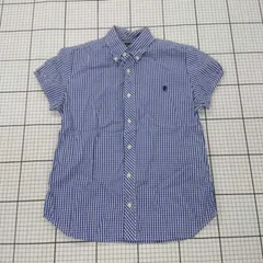 ◇ Θ GYMPHLEX ジムフレックス ギンガムチェック柄 半袖 ボタンダウン シャツ サイズ12 ブルー系 レディース E  【1508270007983】
