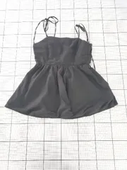 ◇ ⊂ NICE CLAUP ナイスクラップ エンボス加工 ペプラム キャミソール チュニック サイズF ブラック系 レディース E  【1508270009543】