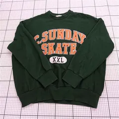 ◇ ⊇ WEGO ウィゴー ロゴプリント 長袖 トレーナー スウェット サイズＭ ダークグリーン系 メンズ E  【1508270010044】