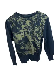 RE328 LEONARD レオナール セーター ニット 総柄 ブラック×カーキ レディース サイズM