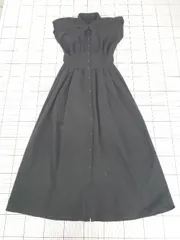 ◇ ⊂ NATURAL BEAUTY BASIC フレンチスリーブ ロング バルーンスリーブシャツワンピース サイズM ブラック系 レディース E  【1508270009765】