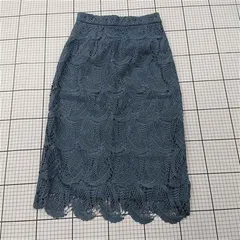◇ Θ INDEX インデックス レース 膝下丈 タイト スカート サイズS ブルー系 レディース E  【1508270010280】のサムネイル