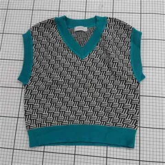 ◇ ⊇ PAGEBOY ページボーイ 総柄 ニット ベスト サイズF ブラック系ブルー系 レディース E  【1508270010617】