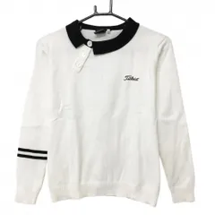 【美品】タイトリスト 襟付きセーター 白×黒 ネックボタン  レディース M ゴルフウェア TITLEIST