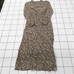 ◇ Θ NATURAL BEAUTY BASIC 総柄 長袖 膝下丈 ワンピース サイズS ブラウン系カーキ系 レディース E  【1508270010976】