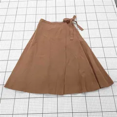 ◇ Θ nano universe ナノユニバース サイドリボン 膝下丈 フレア スカート サイズ36 ブラウン系 レディース E  【1508270010860】