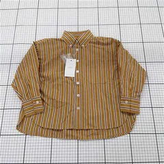 ◇ Θ 未使用 LOWRYS FARM ストライプ 五分袖 シャツ ブラウス サイズ1 イエロー系 レディース メンズ E  【1508270011737】