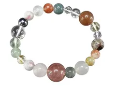 一点物訳有ムーンストーングリーンルチルクォーツ多種天然石ブレスレット