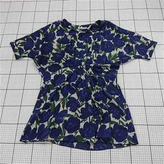 ◇ ⊂ COLLAGE GALLARDAGALANTE フラワーデザイン 半袖 ミニ丈 ワンピース サイズF ネイビー系ホワイト系 レディース E  【1508270012130】のサムネイル