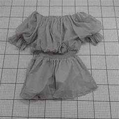 ◇ ⊂ NICE CLAUP ナイスクラップ シアー バルーンスリーブ チュニック サイズF ライトグレー系 レディース E  【1508270012123】