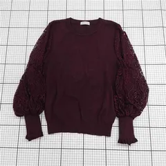 ◇ ⊇ Ketty Cherie ケティシェリー レース 長袖 ニット セーター サイズ2 ワインレッド系 レディース E  【1508270012116】