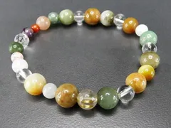 一点物タイチンルチルクォーツ翡翠水晶多種天然石ブレスレット902-026a
