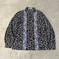 【80s〜90s日本製】WORLD COORDINATE-9 花柄ブラウス ワールド製 長袖シャツ レトロボタニカル ヴィンテージ トップス ブラウス　昭和レトロ　花柄　レトロポップ