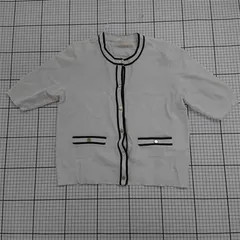 ◇ ⊂ any SiS エニィスィス バイカラー 半袖 カーディガン サイズ2 ホワイト系 レディース E  【1508270012970】