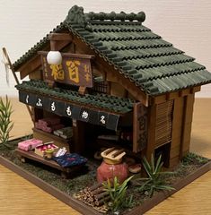 昔の農家の春。80分の1スケールミニチュア。完全ハンドメイド