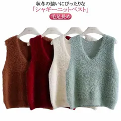 ニットベスト レディース 秋冬 ふんわり シャギーニット ベスト ニットベスト シャギー ベスト ニット Vネック レイヤード シャギーニットベスト ジレ トレンド トップス 毛足長め モヘア プルオ#itaiya5304