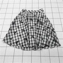 ◇ ⊂ MISCH MASCH 刺繍 ギンガムチェック 膝丈 フレア スカート サイズS ブラック系 マルチ レディース E  【1508270013656】