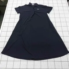 ◇ ⊂ FILA フィラ ゆったり フレア 半袖 ロング丈 ポロ ワンピース サイズL ネイビー系 レディース E  【1508270013861】のサムネイル