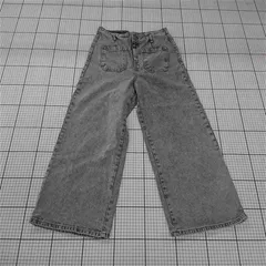 ◇ Θ ザラ フロントポケット ウォッシュ加工 ワイド デニム パンツ サイズEUR 38 USA 6 MEX 28 グレー系 レディース E  【1509100073871】