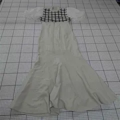 ◇ ⊇ eimy istoire 長袖 ロング シェパードチェックマーメイドニットワンピース サイズF ベージュ系 マルチ レディース E  【1509100074076】