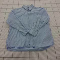 ◇ Θ トミーヒルフィガー ストライプ 長袖 ボタンダウン シャツ サイズXL ライトブルー ホワイト系 メンズ E  【1509100074298】