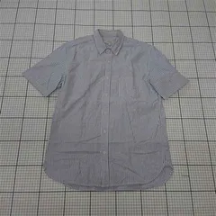 ◇ ⊂ URBAN RESEARCH ROSSO ロッソ ストライプ 半袖 コットン シャツ サイズM ブルー ホワイト系 メンズ E  【1509180000552】