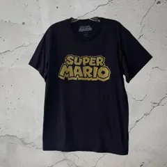 スーパーマリオ 公式 黒Tシャツ ゴールドロゴ ニンテンドー ゲーム メンズ