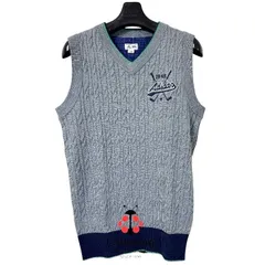 美品　アディダス×テーラーメイド 　ゴルフウェア　メンズ 　Vネックニットベスト　 ケーブルニット　 グレー M