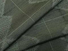 平和屋着物▽上質な紬　単衣　幾何学文様　正絹　逸品　AABC3837fy
