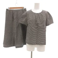 レリアン Leilian セットアップ ブラウス スカート シアサッカー ギンガムチェック 9 グレー /JS