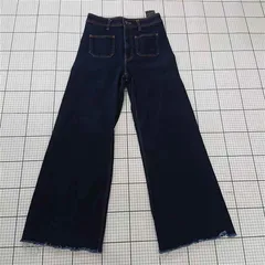 ◇ Θ ZARA ザラ ワイド デニム ジーンズ パンツ サイズEUR 38 USA 6 MEX 28 ネイビー系 レディース E  【1509180001542】