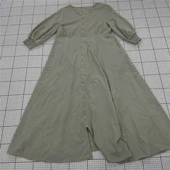 ◇ ⊂ GLOBAL WORK グローバルワーク ギンガムチェック 五分袖 ロング ワンピース サイズM グリーン系 レディース E  【1509180001894】