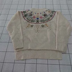 ◇ ⊇ select MOCA セレクト モカ 刺繍デザイン 長袖 ニット セーター サイズF オフホワイト系 レディース E  【1509180001764】