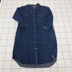 ◇ Θ un dix cors アンディコール デニム調 長袖 膝下丈 ワンピース サイズF ネイビー系 レディース E  【1509180002082】