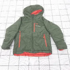 ◇ ⊇ mont-bell キッズ 子供 リバーシブル 長袖 ダウンジャケット サイズ130 カーキ系オレンジ系 レディース メンズ E  【1509180002259】