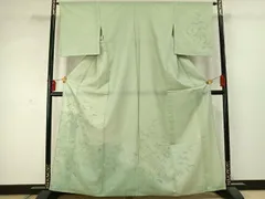平和屋着物▽訪問着　単衣　無双　紗袷　紗×紗　手描き　草花文　正絹　逸品　AABD0027fy 平和屋本店○極上 訪問着 無双 紗袷 紗×絽 墨流し文様 暈し染め 逸品