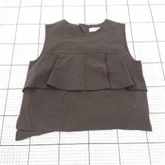 ◇ ⊂ GALLEST ギャレスト ノースリーブ ストライプ サッカー フリル ブラウス 表記なし ブラウン系 レディース E  【1509180002693】