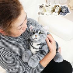 A猫 ギンガムチェックなサバトラ猫のアートドール【ハンドメイド 人形