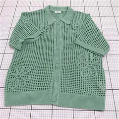 ◇ ⊂ ONCILY オンシェリー メッシュ編み 半袖 シャツ サイズM グリーン系 レディース メンズ E  【1509180003058】のサムネイル