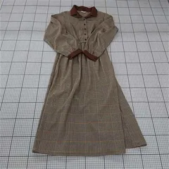 ◇ ⊇ ehka sopo エヘカソポ チェック 長袖 ロング丈 ワンピース サイズF ブラウン系 マルチ レディース E  【1509180003270】