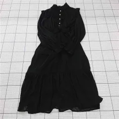 ◇ ⊇ Ank Rouge アンクルージュ フリル 長袖 膝下丈 ワンピース サイズM ブラック系 レディース E  【1509180003263】