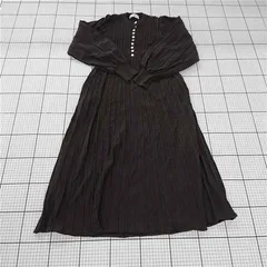 ◇ ⊇ ADAM ET ROPE' バルーンスリーブ フレア 長袖 膝下丈 ニット ワンピース サイズF チャコールグレー系 レディース E  【1509180003249】