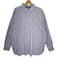 Ralph Lauren/ラルフローレン 90年代/90’ CLASSIC FIT ラルフローレン ポニー刺繡 長袖シャツ ボタンダウン ワンポイント刺繡 オーバーサイズ ビッグシルエット PHILIPPINES製 2XBサイズ ライトパープル