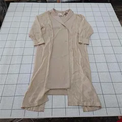 ◇ ⊂ FRAY I.D 長袖 ロング丈 レーヨン ツイル コンビ ジャケット ワンピース サイズ0 ベージュ レディース E  【1509180003485】