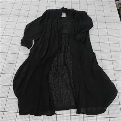 ◇ ⊂ 08 Mab ゼロハチマブ リネン100% 長袖 ロング カーディガン サイズF ブラック系 レディース E 【1509180003461】