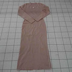 ◇ ⊇ eimy istoire エイミーイストワール 刺繍 長袖 膝下丈 ニット ワンピース サイズF ピンクベージュ系 レディース E  【1509180003317】