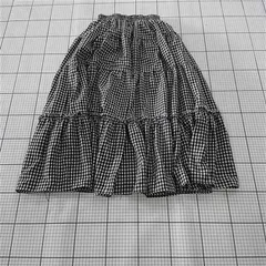 ◇ ⊂ 未使用 LAUIR ラウアー ギンガムチェック ロング丈 ティアード スカート サイズS ブラック系 マルチ レディース E  【1509180003829】