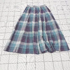 ◇ ⊂ Dessin デッサン チェック ロング丈 フレア スカート サイズ3 ブルー系 マルチ レディース E  【1509180003850】