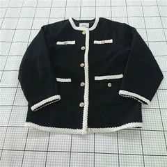 ◇ ⊇ NICE CLAUP ゆったり 長袖 ツイードジャケット サイズF ブラック系ホワイト系 レディース E  【1509180008503】